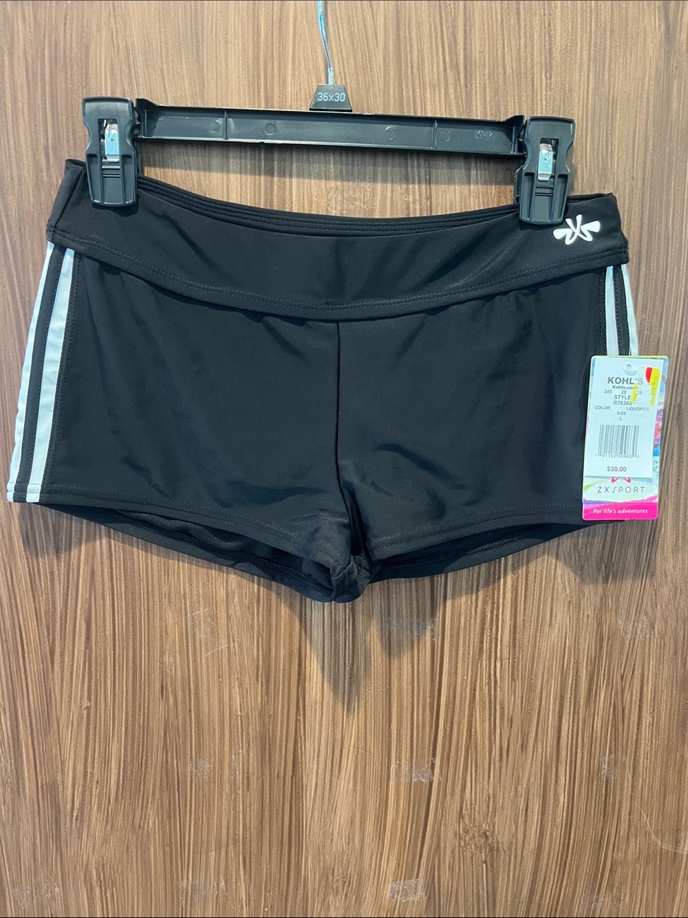 ZeroXposur Juniors' Sport Side-Stripe Swim Boy Shorts